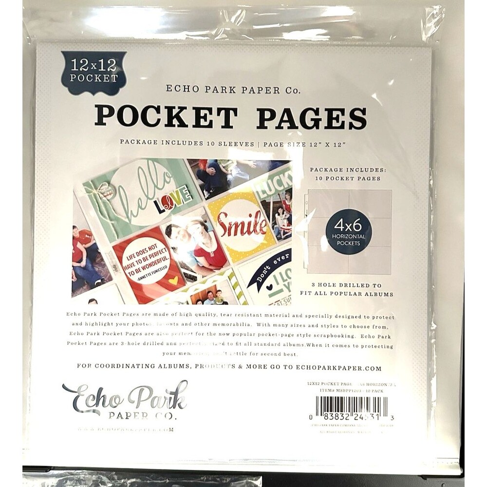10-Pack 4x6 HORIZONTAL Pocket Pages for 12x12 Albums NEW Sealed